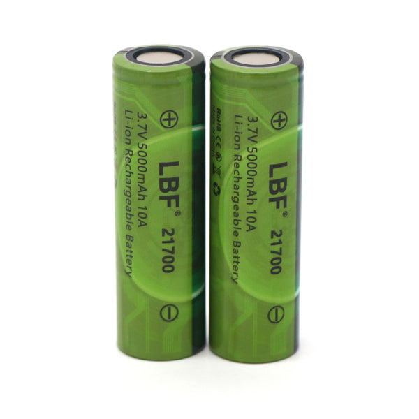 LBF 21700 Battery 3.7V 5000mAh Rechargeable Lithium Li-ion Batteries, Large Capacity 3.6V Flat Top Battery for Flashlights & Torches, Headlamps, Small Fan, Power Tools, Electric Scooter, DIY Battery Pack etc(2 Pack)